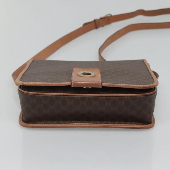 CELINE Macadam Canvas Shoulder Bag Pvc Leather Brown Gold - Picture 9 of 12